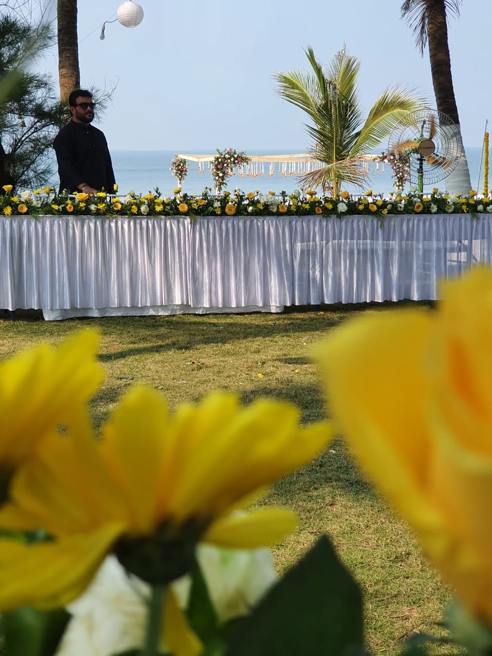 Flower decorations for a garden event