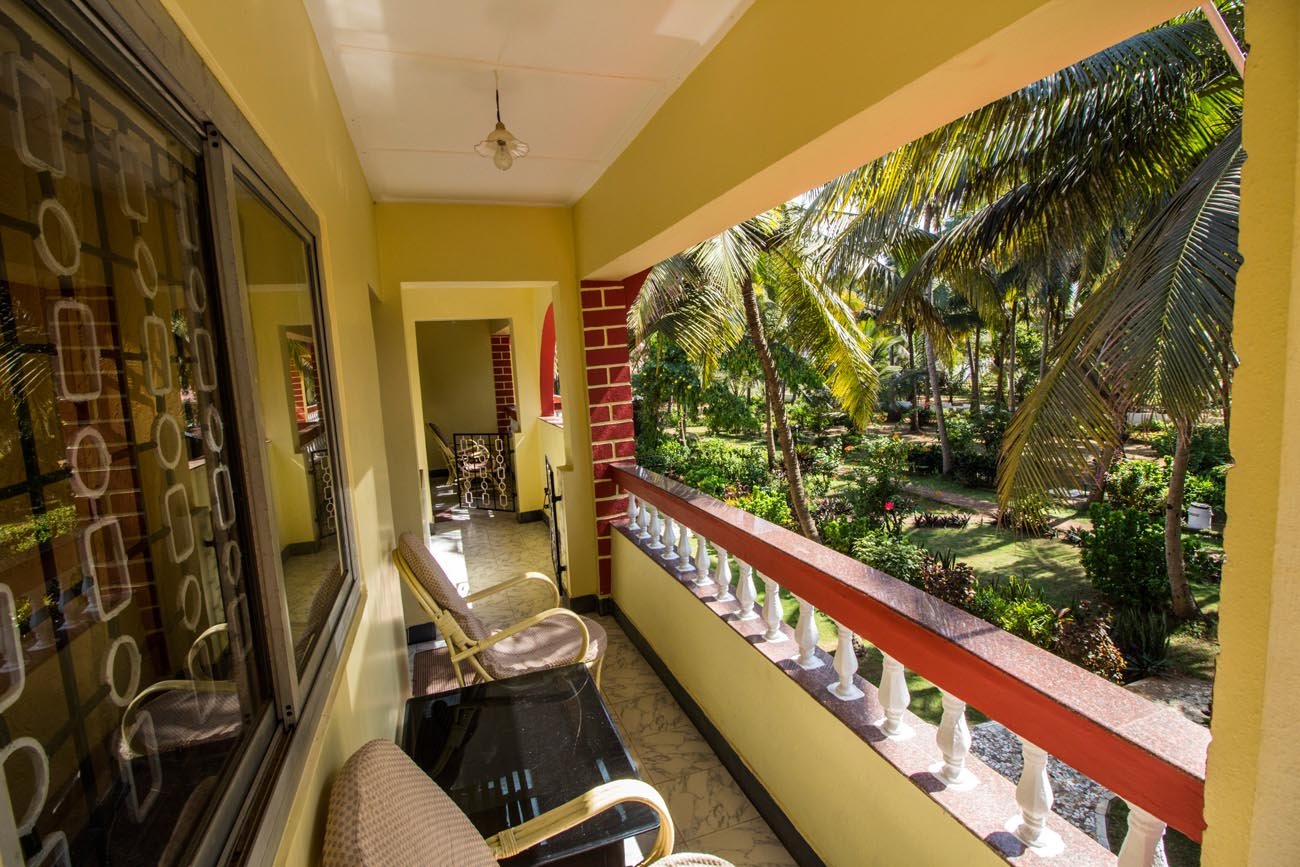 Sit-out overlooking the palms