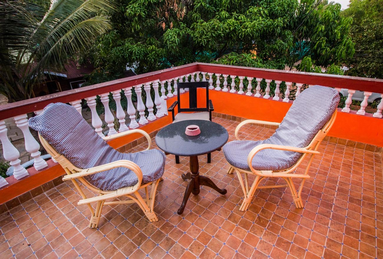 Villa terrace with cane chairs